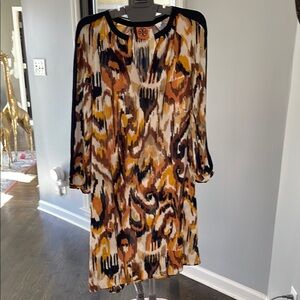 Tory Burch Silk Orange Brown Sheath Dress